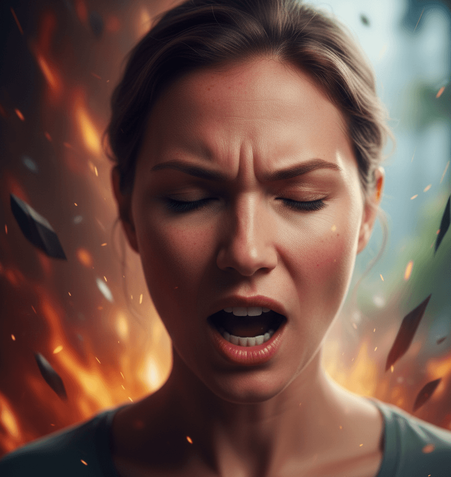 Contrasto visivo: volto arrabbiato vs volto consapevole trasformare la reattività emotiva